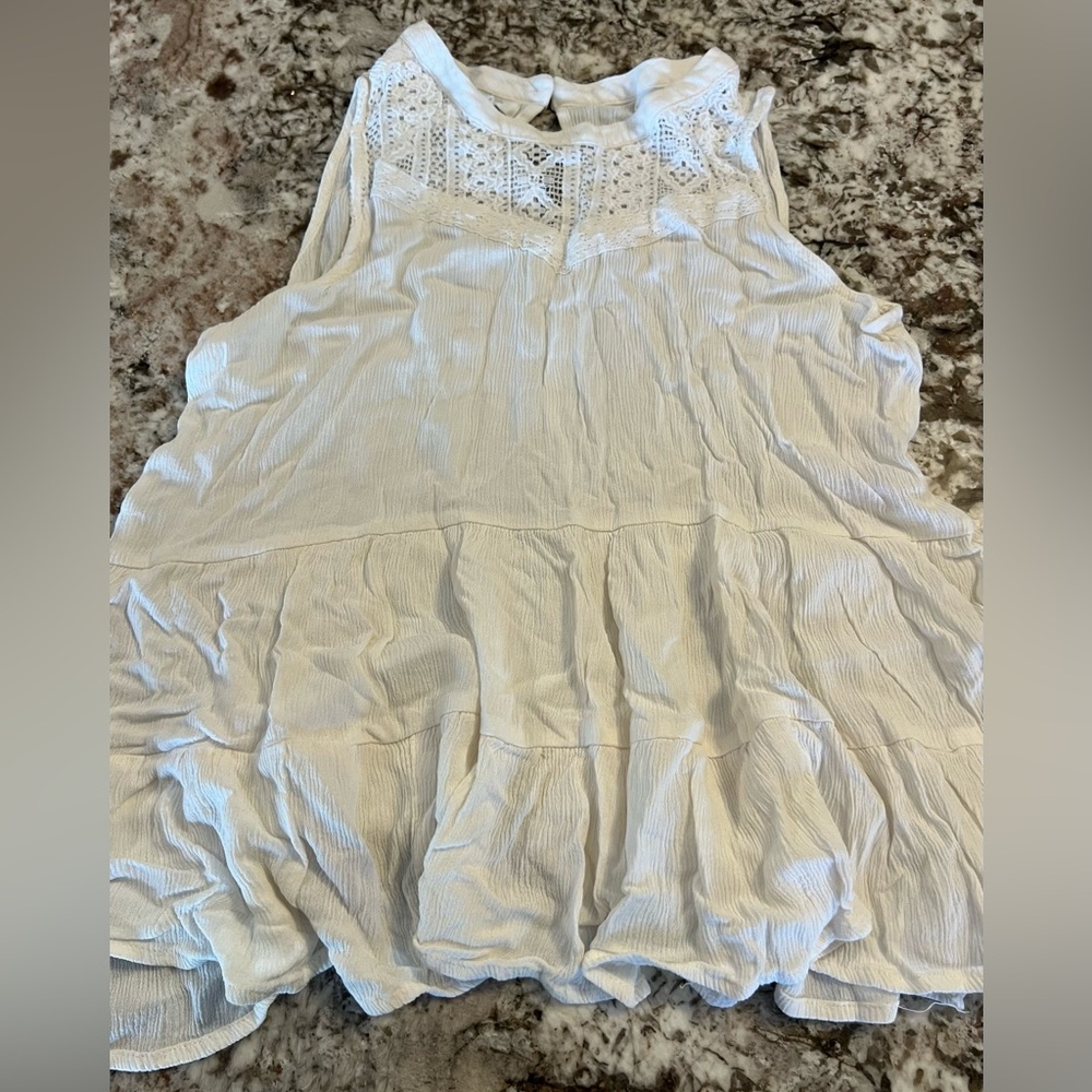 Large Maurices Ivory Cream Top Women’s Blouse Lace Sleeveless Neutral Boho Bohem